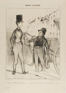 "- Taxi Monsieur Taxi - Ik heb niet eens genoeg om te lopen," plaat 8 uit Émotions De Parisiens door Honoré Victorin Daumier