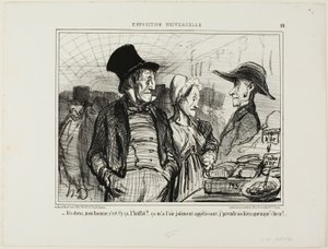 "- Zeg eens, beste man, is dit het buffet... het ziet er heel smakelijk uit, ik zou wel iets.... lusten," bord 19 van L
