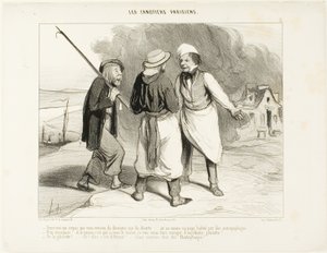 "- Nou, stel je voor! Ik dacht dat we net een verlaten eiland hadden ontdekt of op zijn minst een land bewoond door kannibalen. - Nee, Sir .... en het bewijs is dat, als je wilt, ik je een uitstekende fricassee van wild in een witte wijnsaus zal laten eten door Honoré Victorin Daumier