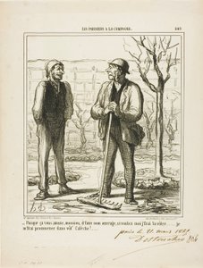 "- Je lijkt het leuk te vinden om mijn werk te doen. In ruil zou ik kunnen aanbieden om jouw werk te doen: Ik zal een ritje maken in uw koets!", plaat 249 uit Les Parisiens A La Campagne