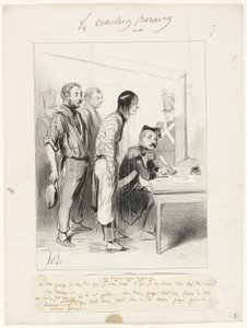 Een man tegen zijn wil gered, plaat zeven uit Les Canotiers Parisiens door Honoré Victorin Daumier
