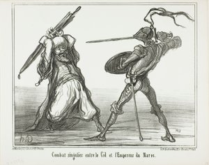 Een ongewoon gevecht tussen El Cid en de keizer van Marokko, plaat 117 uit Actualités door Honoré Victorin Daumier
