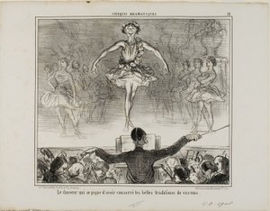 Een danser die beweert de grote traditie van VESTRI te hebben behouden, plaat 12 uit Croquis Dramatiques door Honoré Victorin Daumier