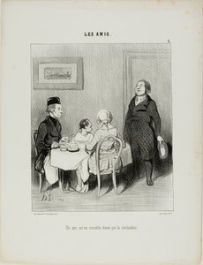 Een vriend is een krokodil geproduceerd door beschaving, plaat 6 uit Les Amis door Honoré Victorin Daumier