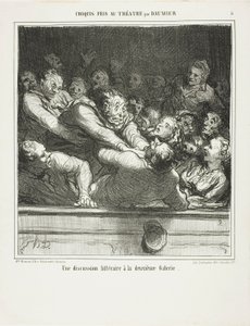 Een literair betoog op de tweede rij, plaat 3 uit Croquis Pris Au Théatre par Daumier door Honoré Victorin Daumier