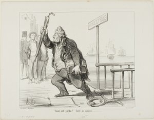 "Alles is verloren - red de geldkist" door Honoré Victorin Daumier