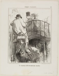 Een onaangenaam aspect van het nieuwe type omnibus, plaat 13 uit Croquis Parisiens door Honoré Victorin Daumier