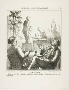 Aan de bar. Ontmoetingspunt voor de echte liefhebbers van Franse beeldhouwkunst en Beiers bier, plaat 5 van Croquis pris à l