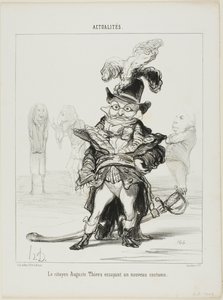 Burger Thiers past een nieuw kostuum, plaat 114 van Actualités door Honoré Victorin Daumier