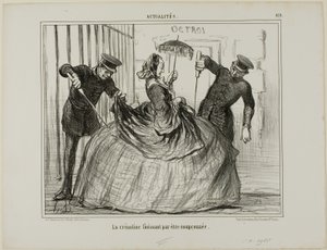 Crinolines worden ineens verdacht, bord 419 van Actualités door Honoré Victorin Daumier