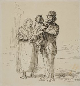 Familiescène door Honoré Victorin Daumier
