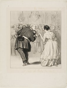 Hij geniet van de bal, plaat 10 uit Les Banqueteurs door Honoré Victorin Daumier