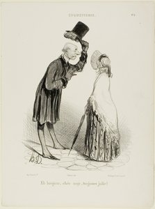 "Hallo, Angel, altijd mooi...," plaat 3 van Coquetterie door Honoré Victorin Daumier