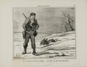 Als de jager koude handen heeft... heeft de haas geen koude voeten, plaat 22 uit Émotions De Chasse