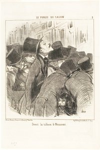 Voor de schilderijen van Meissonnier, plaat 3 uit Le Public Du Salon door Honoré Victorin Daumier