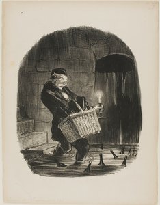 Het is onhandig om een appartement dicht bij de rivier te huren, plaat 13 van Locataires et Propriétaires door Honoré Victorin Daumier