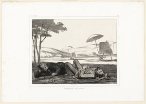 Landschapschilders aan het werk, plaat 309 uit Souvenirs d