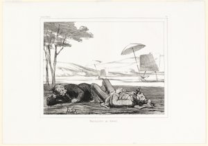 Landschapschilders aan het werk, plaat 309 uit Souvenirs d