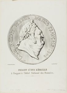 Louis-Philippe, laatste koning van de Fransen 1848. Ontwerp voor een medaille te vervaardigen door de Nationale Munt door Honoré Victorin Daumier