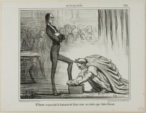 Meneer Hume fantaseert over Julius Caesar die zijn laarzen poetst, plaat 388 uit Actualités door Honoré Victorin Daumier