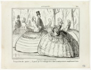 Nieuwe mode van de halve wereld. Terugkeer van de manden - het lijkt erop dat deze dames nog niet helemaal klaar zijn met hun oogst, plaat 295 van Actualités door Honoré Victorin Daumier