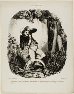 Nogal gênant als je niet meer weet waar je de wolvenvallen hebt verstopt, plaat 44 van Pastorales door Honoré Victorin Daumier