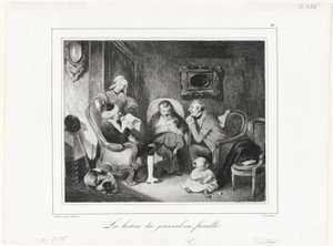 De krant lezen in de familiekring door Honoré Victorin Daumier