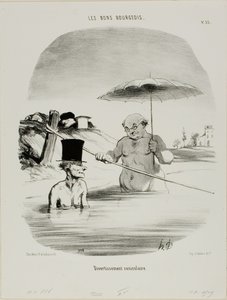 Ontspanning tijdens de hondsdagen, bord 33 van Les Bons Bourgeois door Honoré Victorin Daumier
