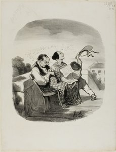 The Advantage of Sharing the Fresh Air on an Italian Terrace Together with a Great Number of Insects, plaat 42 uit Pastorales door Honoré Victorin Daumier