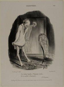 De katoenen jurk valt, de man blijft en het kalf vervaagt (J.B. Rousseau), plaat 10 uit Coquetterie door Honoré Victorin Daumier