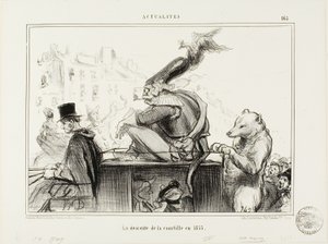 De afdaling van de Courtille in 1855, plaat 165 uit Actualités door Honoré Victorin Daumier