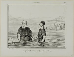 De wederverschijning van de zeetrritonen, plaat 412 uit Actualités door Honoré Victorin Daumier