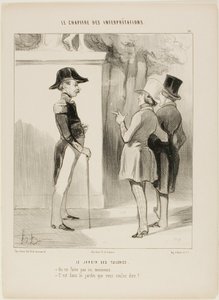 De Tuilerieën. "Niet roken hier, meneer! - Bedoel je in de tuin", plaat 10 uit Le Chapitre Des Interprétations door Honoré Victorin Daumier