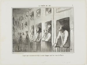 De straten van Parijs beginnen er elke avond zo uit te zien, plaat 7 uit La Cométe De 1857 door Honoré Victorin Daumier