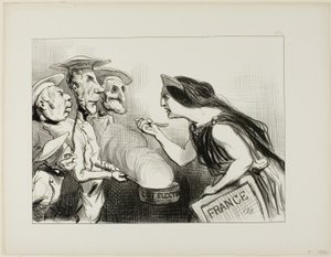 Te veel koks bederven de bouillon. "- Dit smaakt echt naar slecht koken," bord 142 van Actualités door Honoré Victorin Daumier