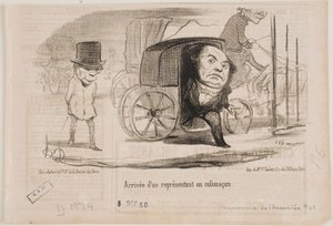 Aankomst van een afgevaardigde in een rijtuig, een slak genoemd door Honoré Daumier