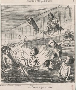 Bij de baden voor vier sous door Honoré Daumier