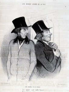 Cartoon over de beursstudenten - door Daumier, in "Charivari" van 16/04/1844