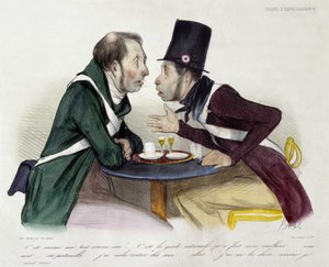Discussie in een bistro tussen nationale gardes - door Daumier