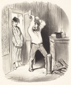 Is het God toegestaan... hout te kloven... door Honoré Daumier