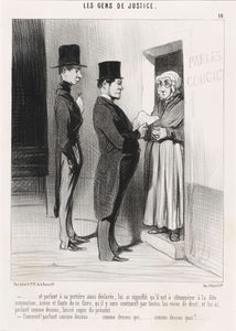 En sprekend met zijn aldus verklaarde conciërge... door Honoré Daumier
