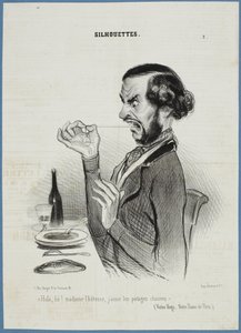 Wacht eens! Bedienster, ik heb de groenten liever gladgeschoren. door Honoré Daumier