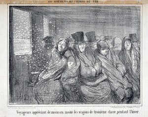 Illustratie voor de serie "Les Agrements des Chemin de fer" door Honoré Daumier