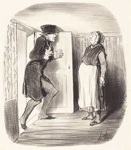 Ongemak van het bezoeken van een entresol zonder voorzorg... door Honoré Daumier