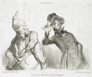 De dokter zoekt ruzie met Ratapoil door Honoré Daumier
