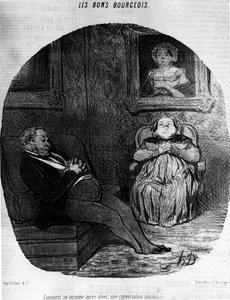 Les Bons Bourgeois: slapend paar - door Daumier, in “Charivari” van 05/11/1846. door Honoré Daumier