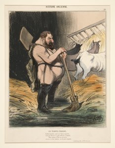 De stallen van Augias. Zich tot schoonmaker maken voor een voortreffelijke held, uit Oude geschiedenis door Honoré Daumier