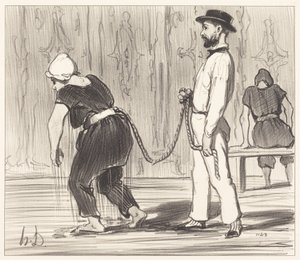 Madame Rabourdeau bij haar eerste les door Honoré Daumier