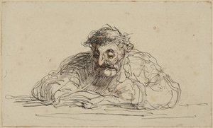 Lezende man door Honoré Daumier