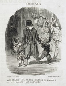 O! Papa, papa... daar is een mooie Polichinelle... door Honoré Daumier